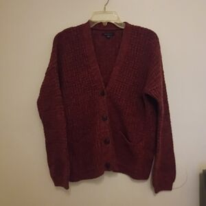 American‎ Eagle Women's Cozy Burgundy Button-Up Cardigan Sz M